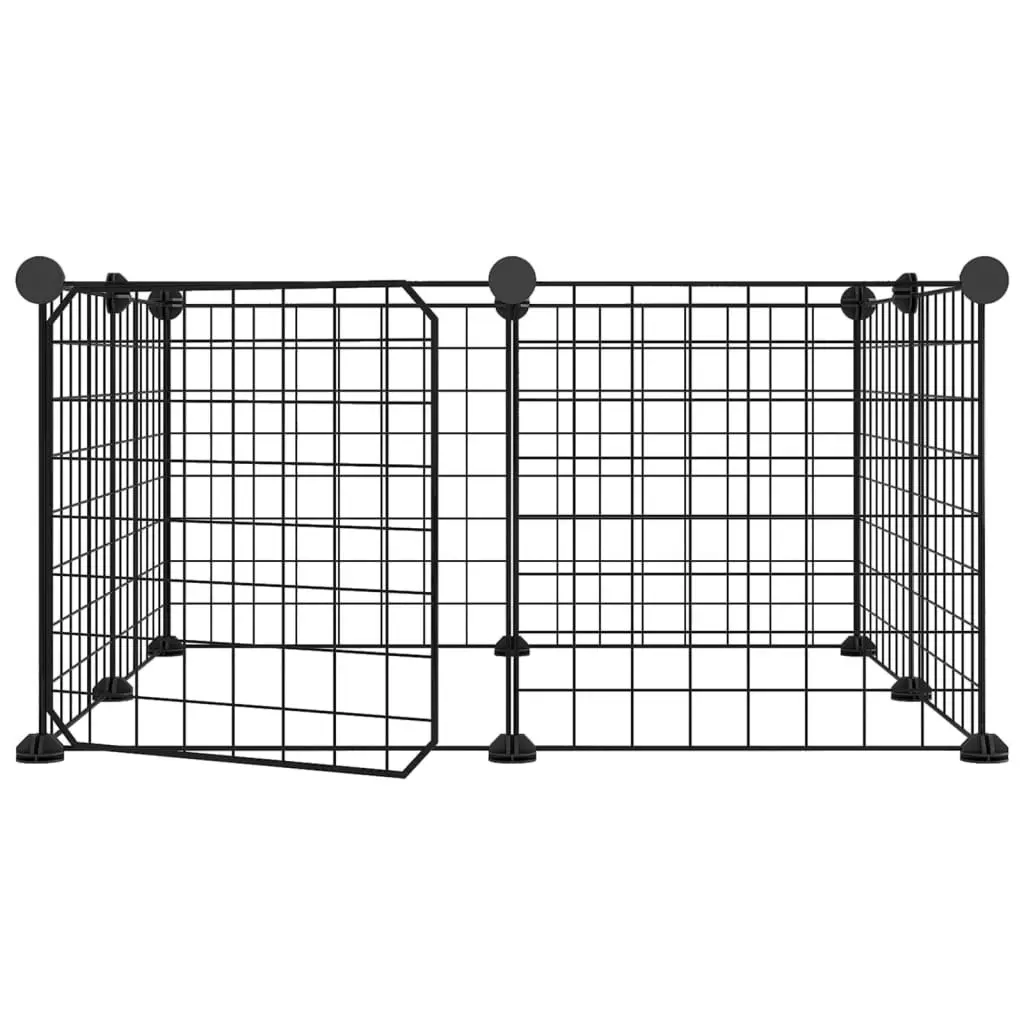 8-Panel Pet Cage with Door Black 35x35 cm Steel 171622