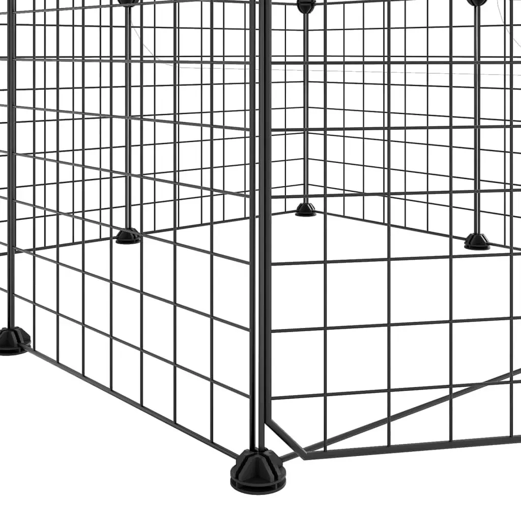 8-Panel Pet Cage with Door Black 35x35 cm Steel 171622