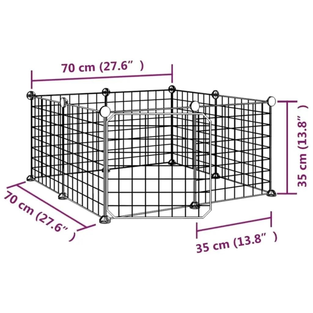 8-Panel Pet Cage with Door Black 35x35 cm Steel 171622