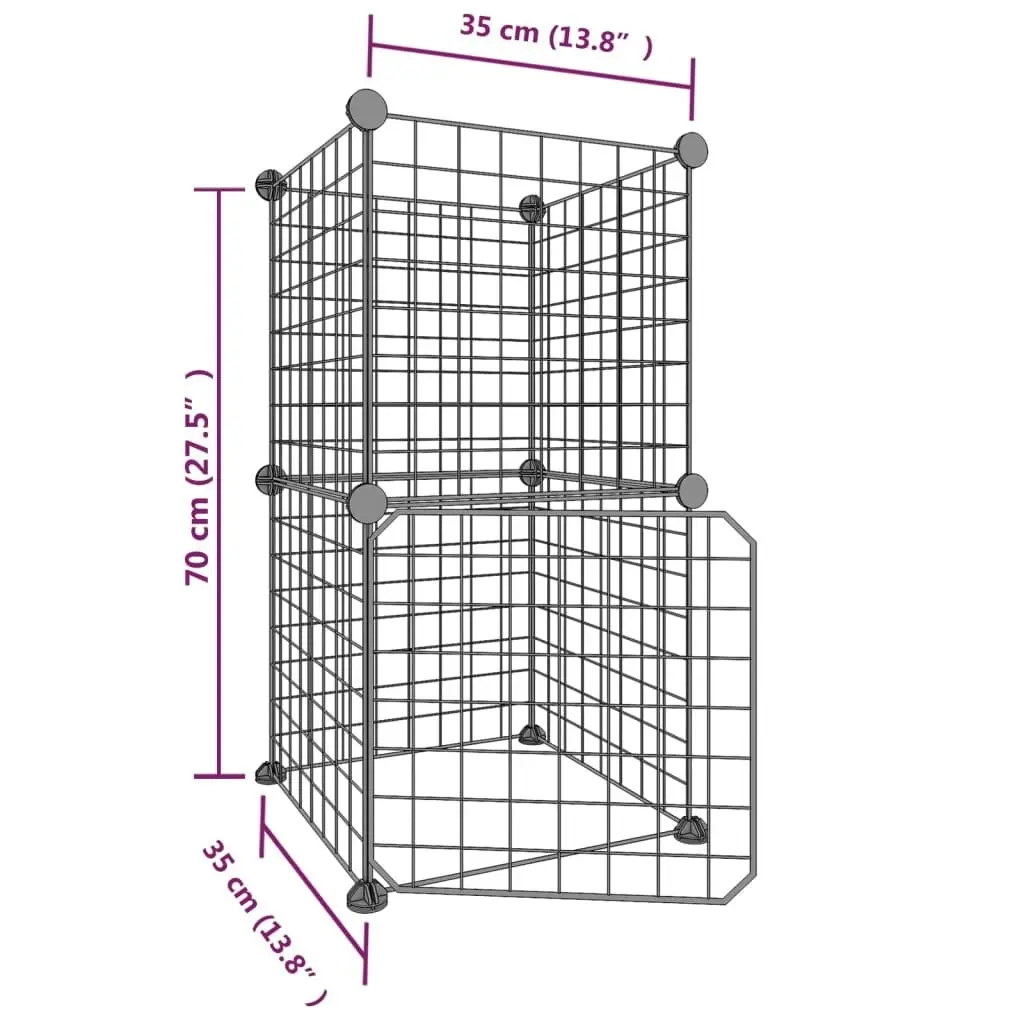 8-Panel Pet Cage with Door Black 35x35 cm Steel 3114032