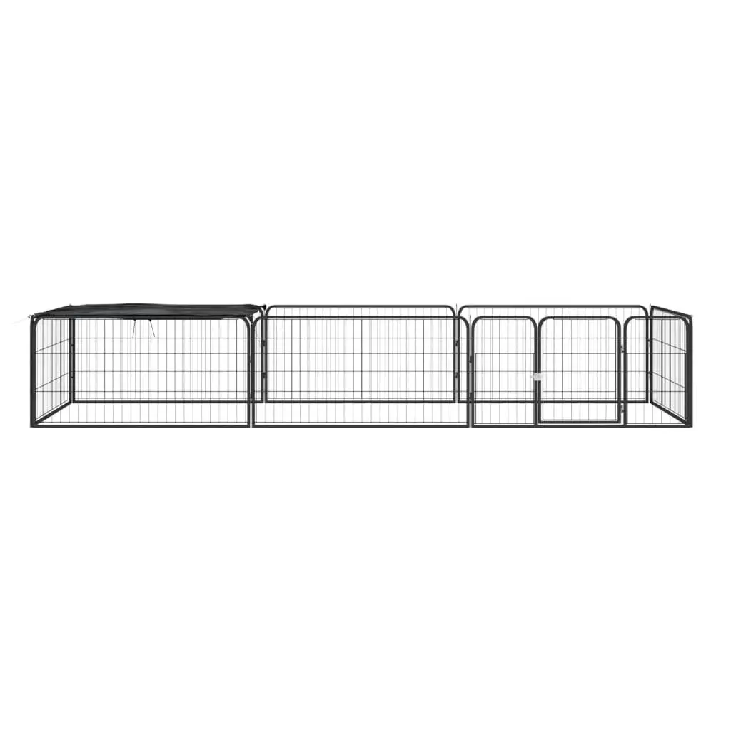 8-Panel Dog Playpen Black 100x50 cm Powder-coated Steel 3115976