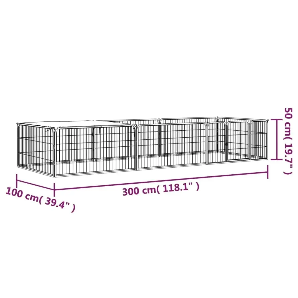 8-Panel Dog Playpen Black 100x50 cm Powder-coated Steel 3115976