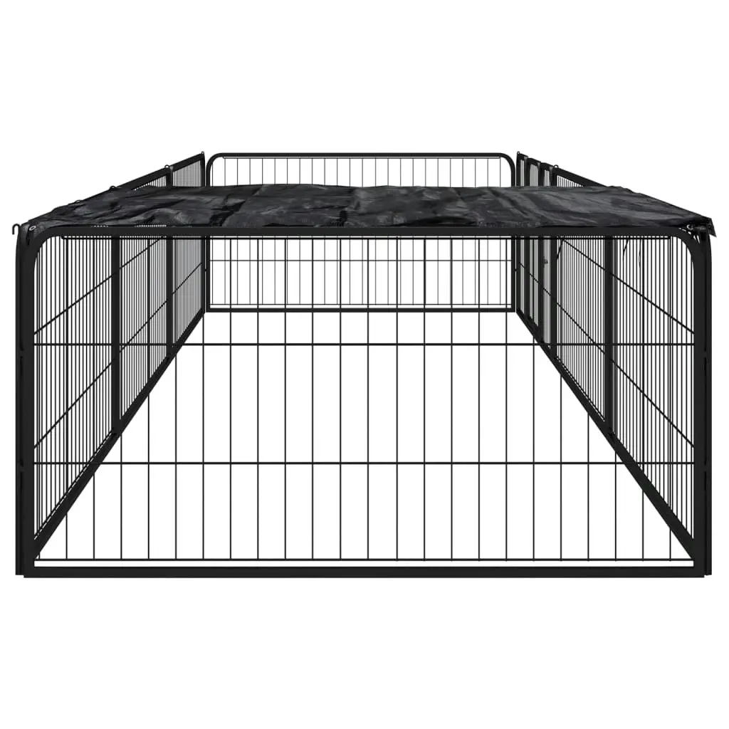 8-Panel Dog Playpen Black 100x50 cm Powder-coated Steel 3115976