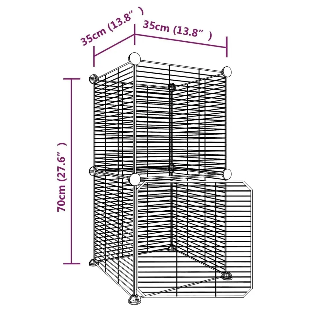 8-Panel Pet Cage with Door Black 35x35 cm Steel 3114035