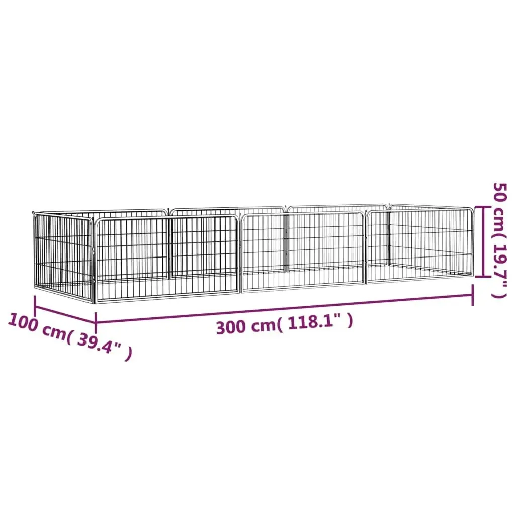 8-Panel Dog Playpen Black 100x50 cm Powder-coated Steel 3115967