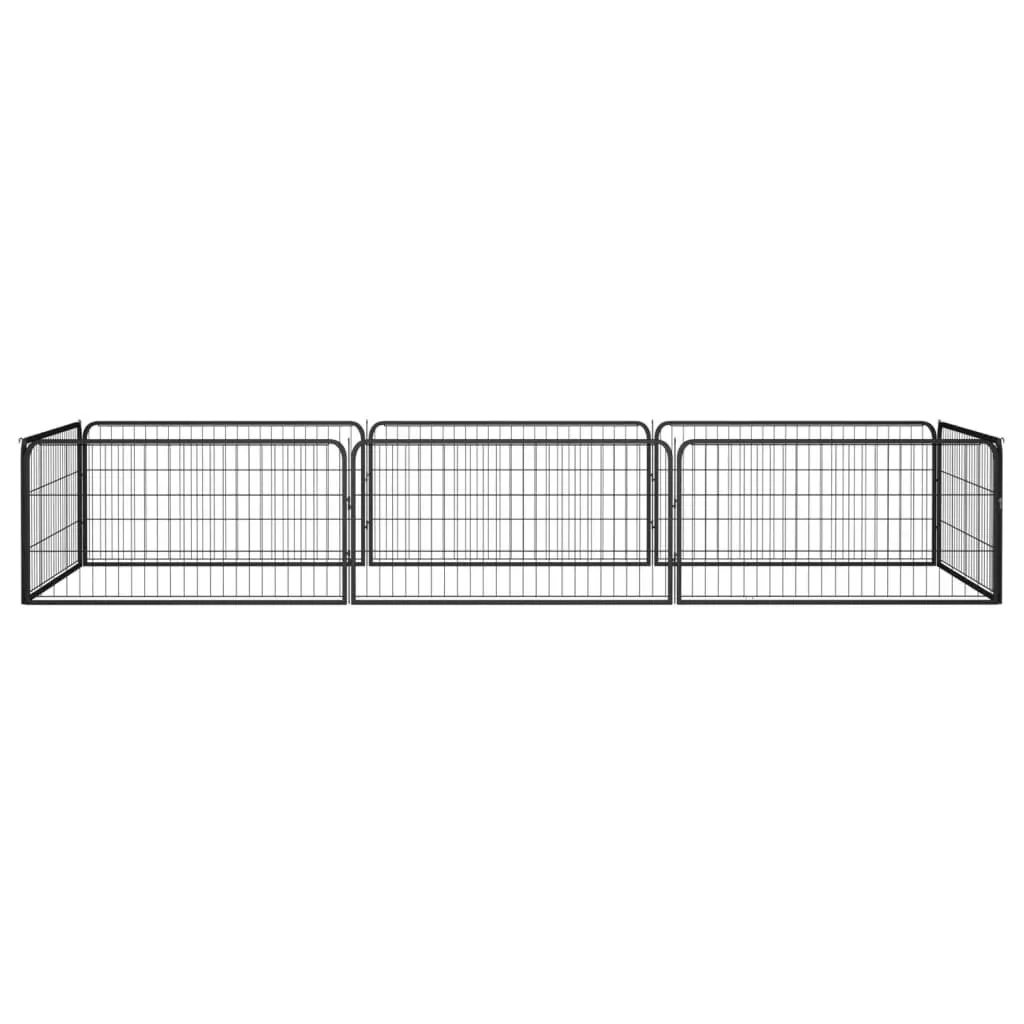 8-Panel Dog Playpen Black 100x50 cm Powder-coated Steel 3115967