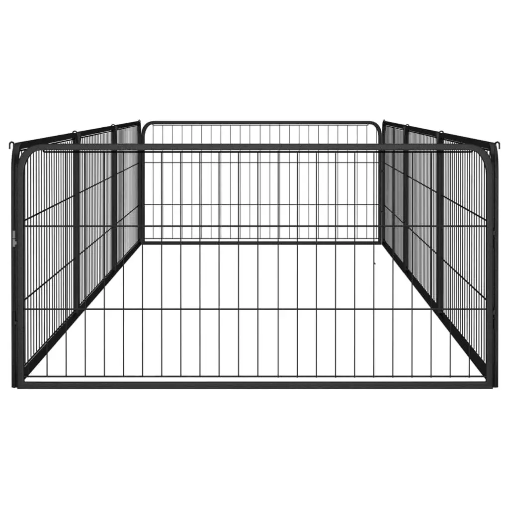 8-Panel Dog Playpen Black 100x50 cm Powder-coated Steel 3115967