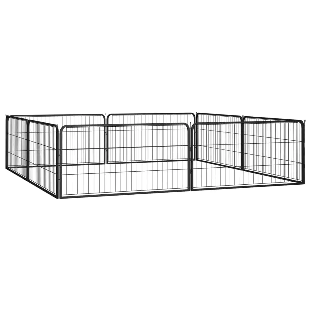 8-Panel Dog Playpen Black 100x50 cm Powder-coated Steel 3115967