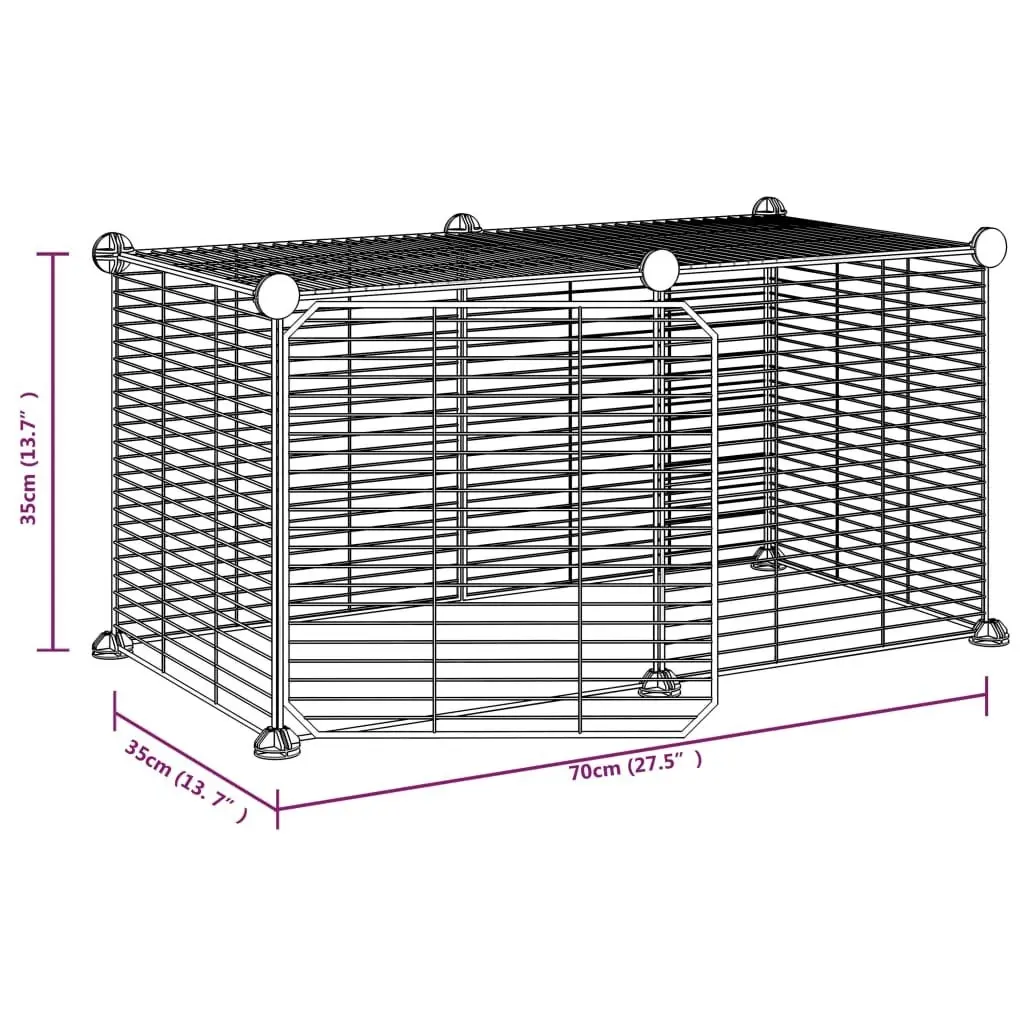 8-Panel Pet Cage with Door Black 35x35 cm Steel 3114053