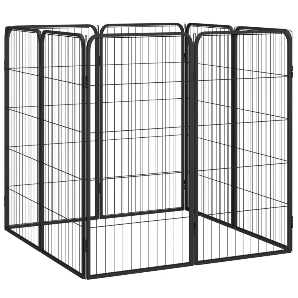 8-Panel Dog Playpen Black 50x100 cm Powder-coated Steel 3115958