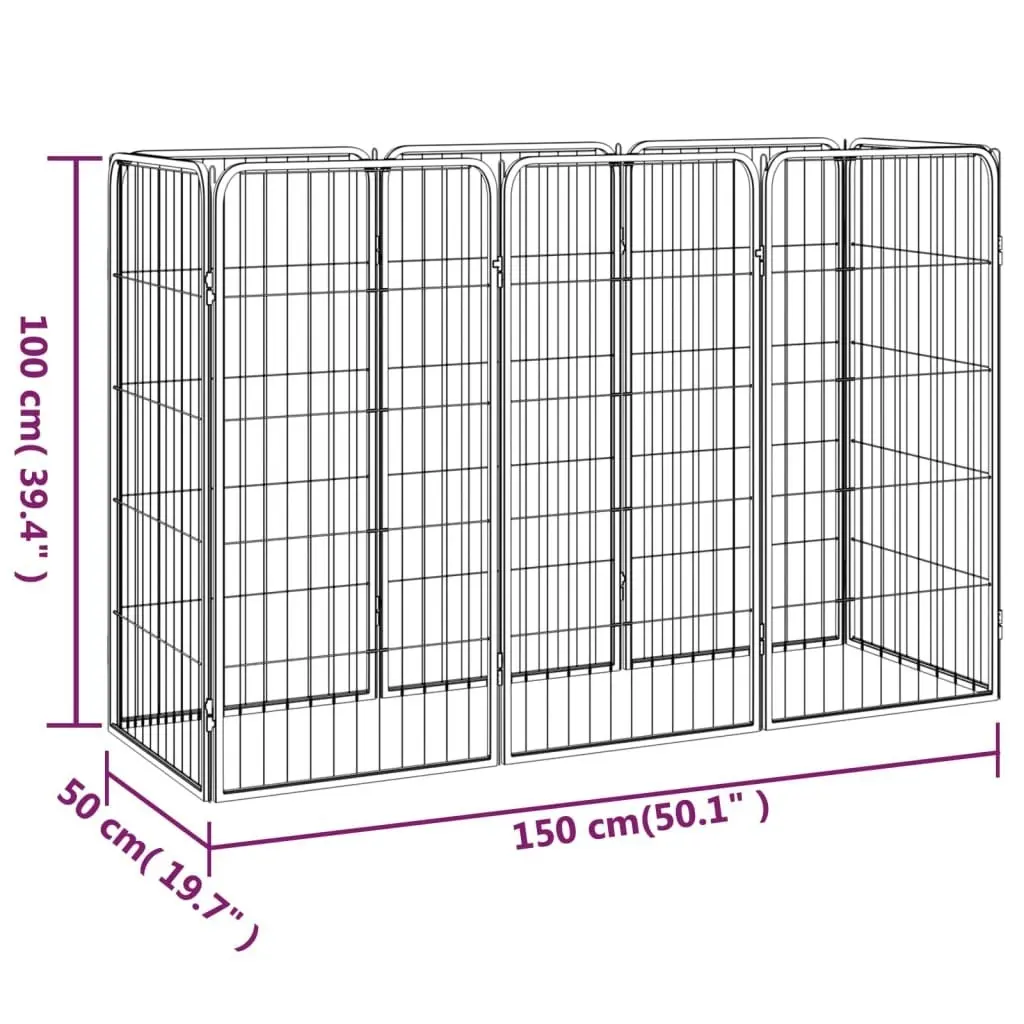 8-Panel Dog Playpen Black 50x100 cm Powder-coated Steel 3115958