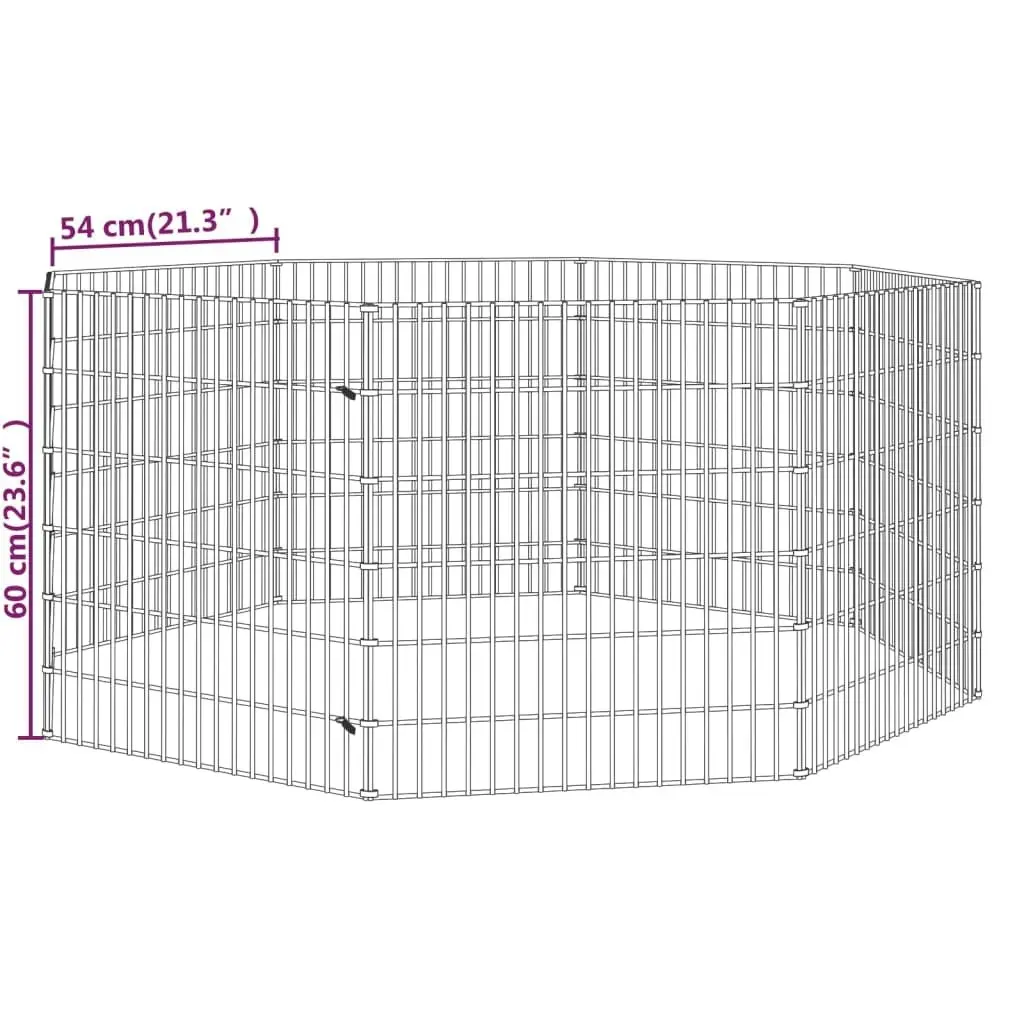 8-Panel Rabbit Cage 54x60 cm Galvanised Iron 171574