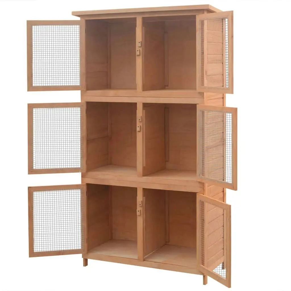 Animal Rabbit Cage 6 Rooms Wood 170347