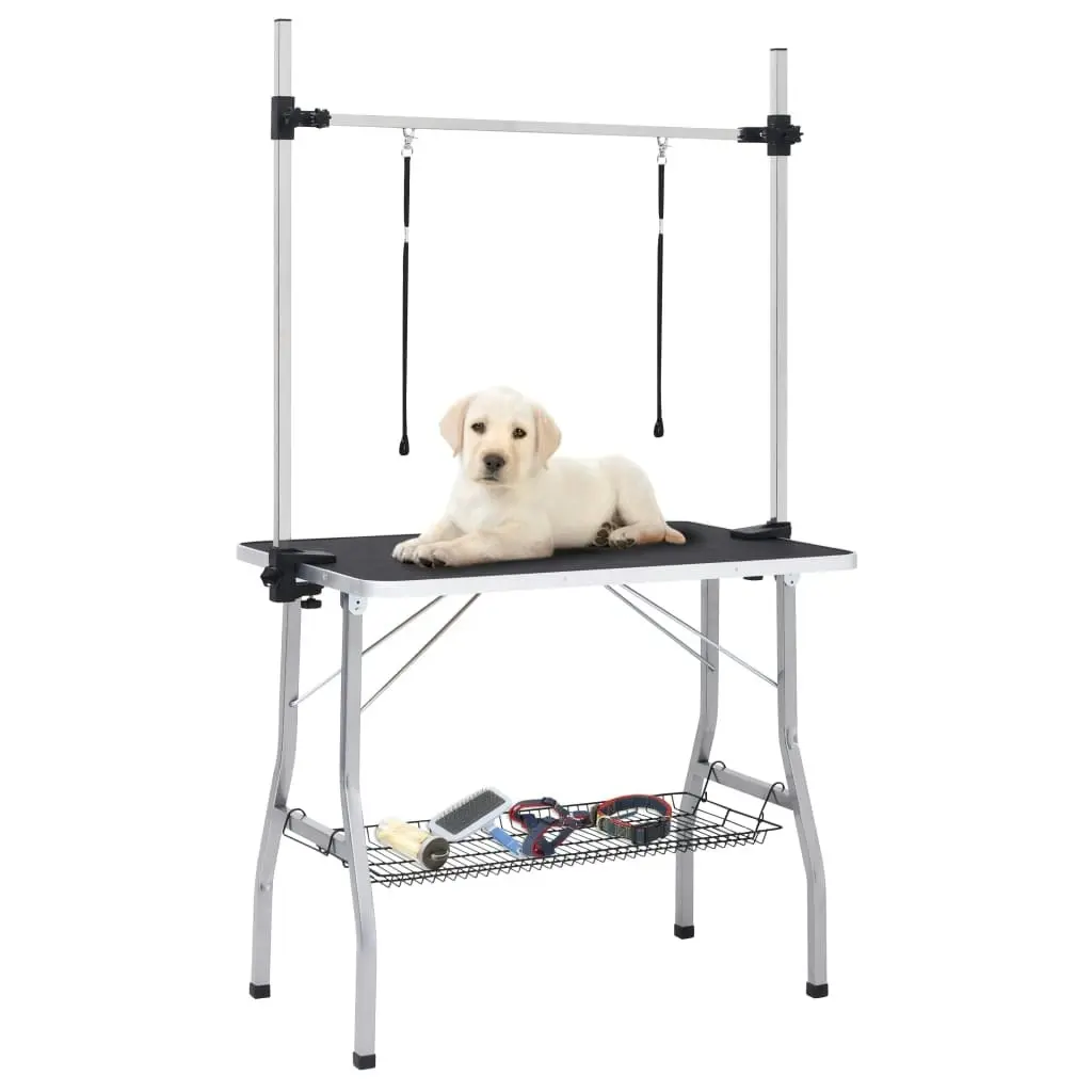 Adjustable Dog Grooming Table with 2 Loops and Basket 171069