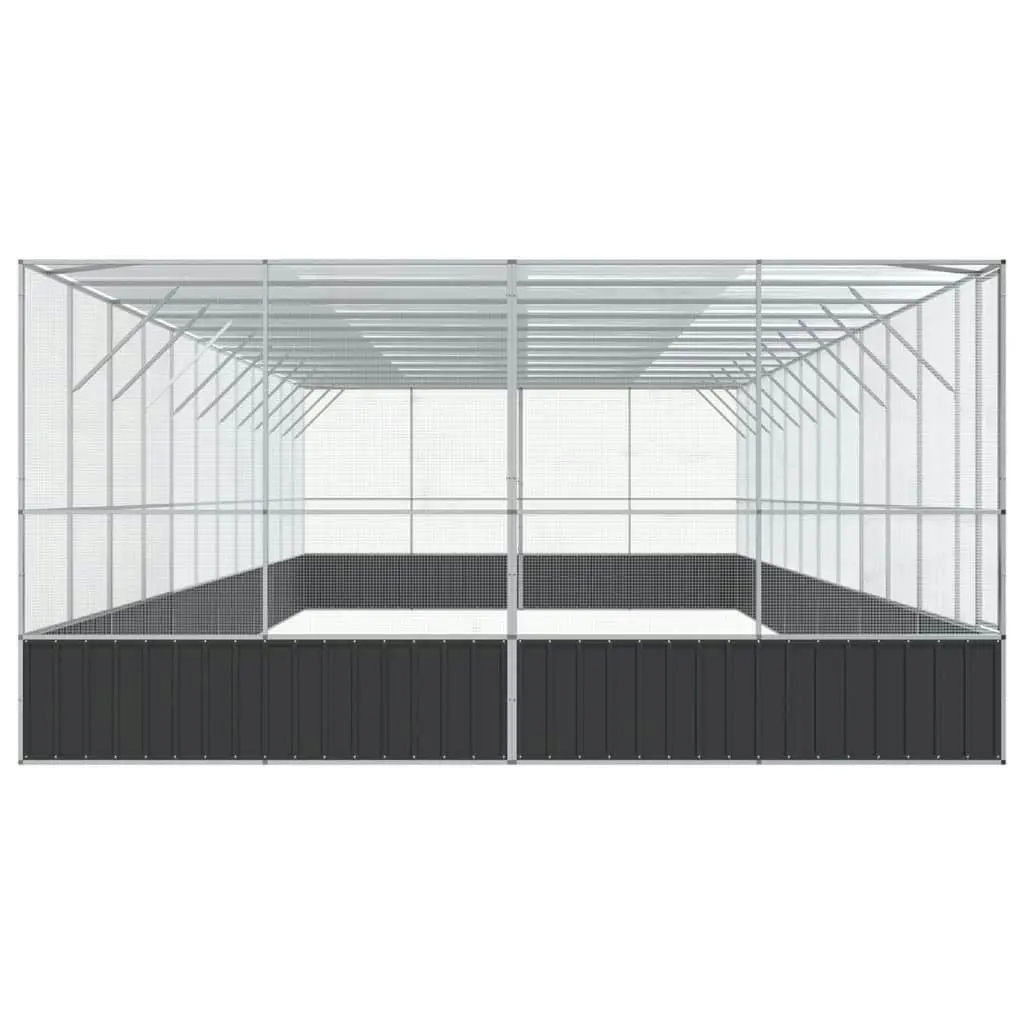 Aviary with Extension Silver 1246x414x212 cm Steel 3214282