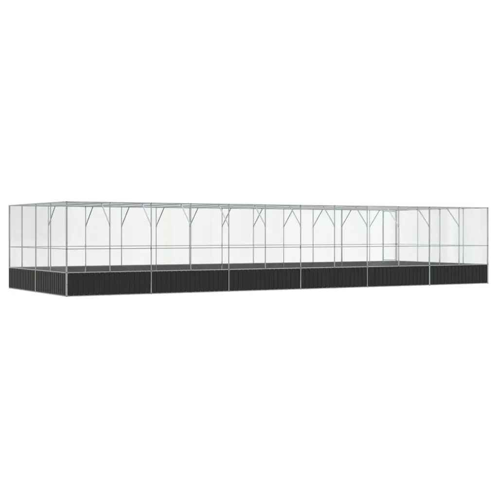 Aviary with Extension Silver 1246x414x212 cm Steel 3214282