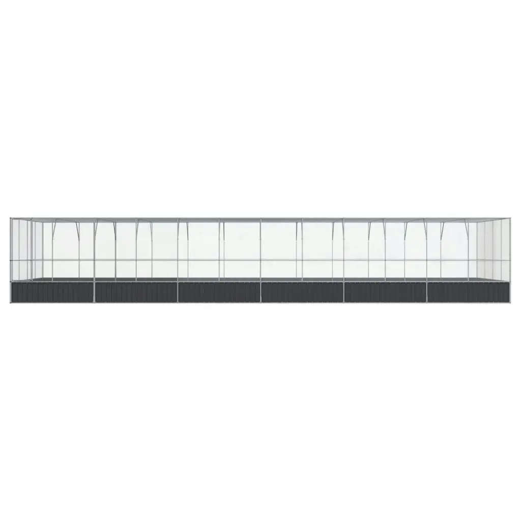 Aviary with Extension Silver 1246x414x212 cm Steel 3214282