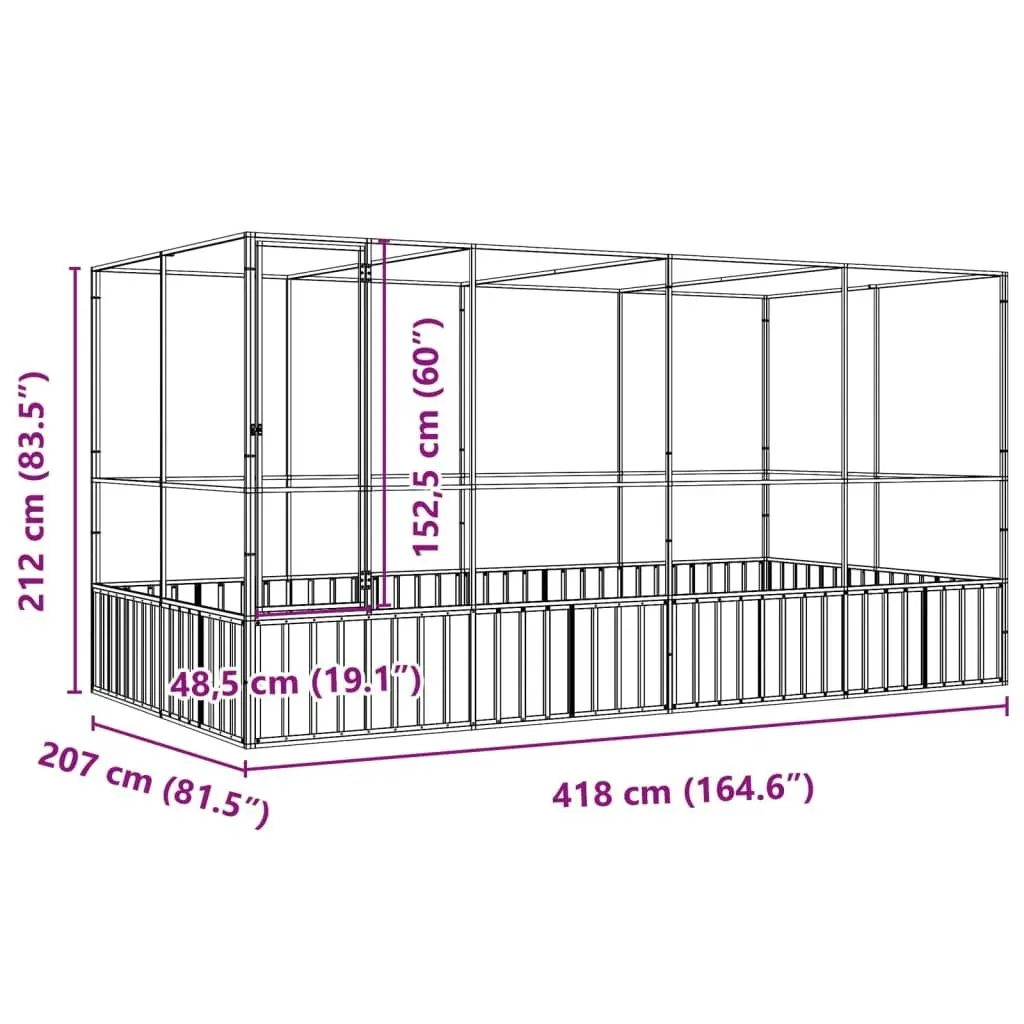 Aviary with Extension Silver 418x207x212 cm Steel 3214272