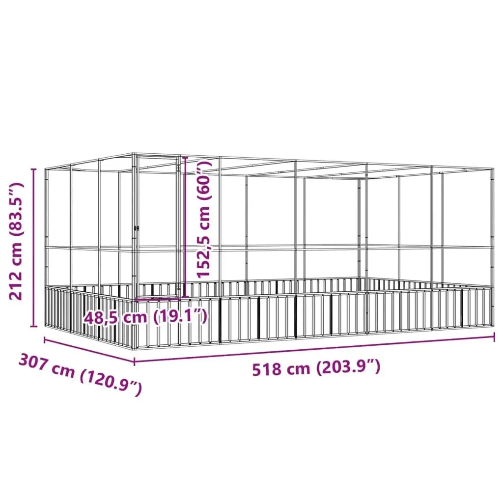 Aviary with Extension Silver 518x307x212 cm Steel 3214277