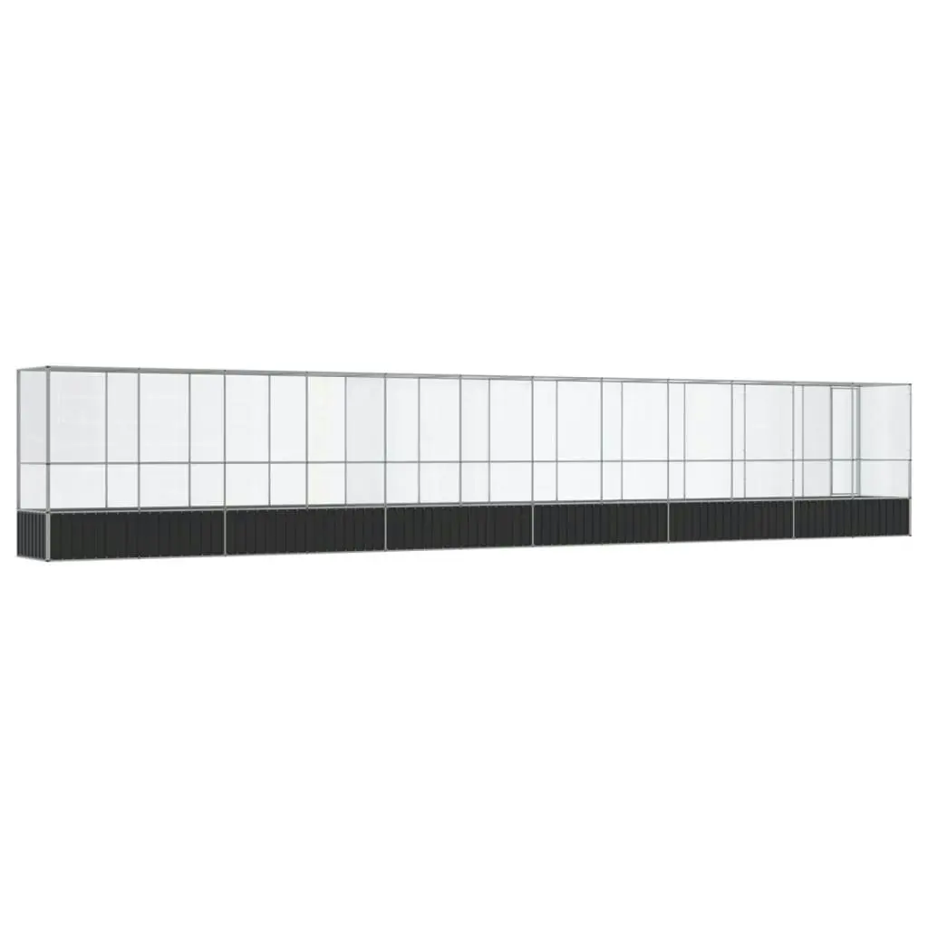 Aviary with Extension Silver 1250.5x107x212 cm Steel 3214271