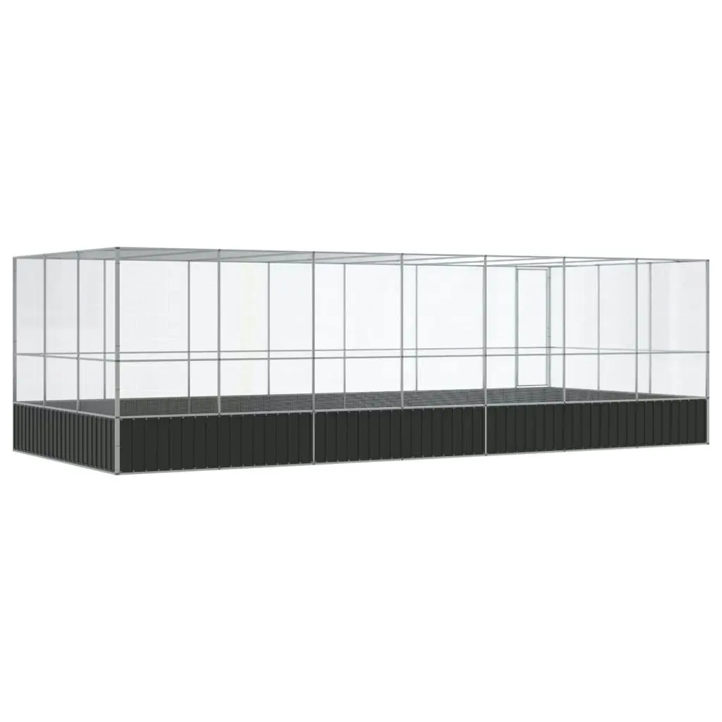 Aviary with Extension Silver 725x307x212 cm Steel 3214278