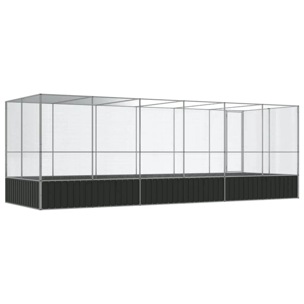 Aviary with Extension Silver 625x207x212 cm Steel 3214273