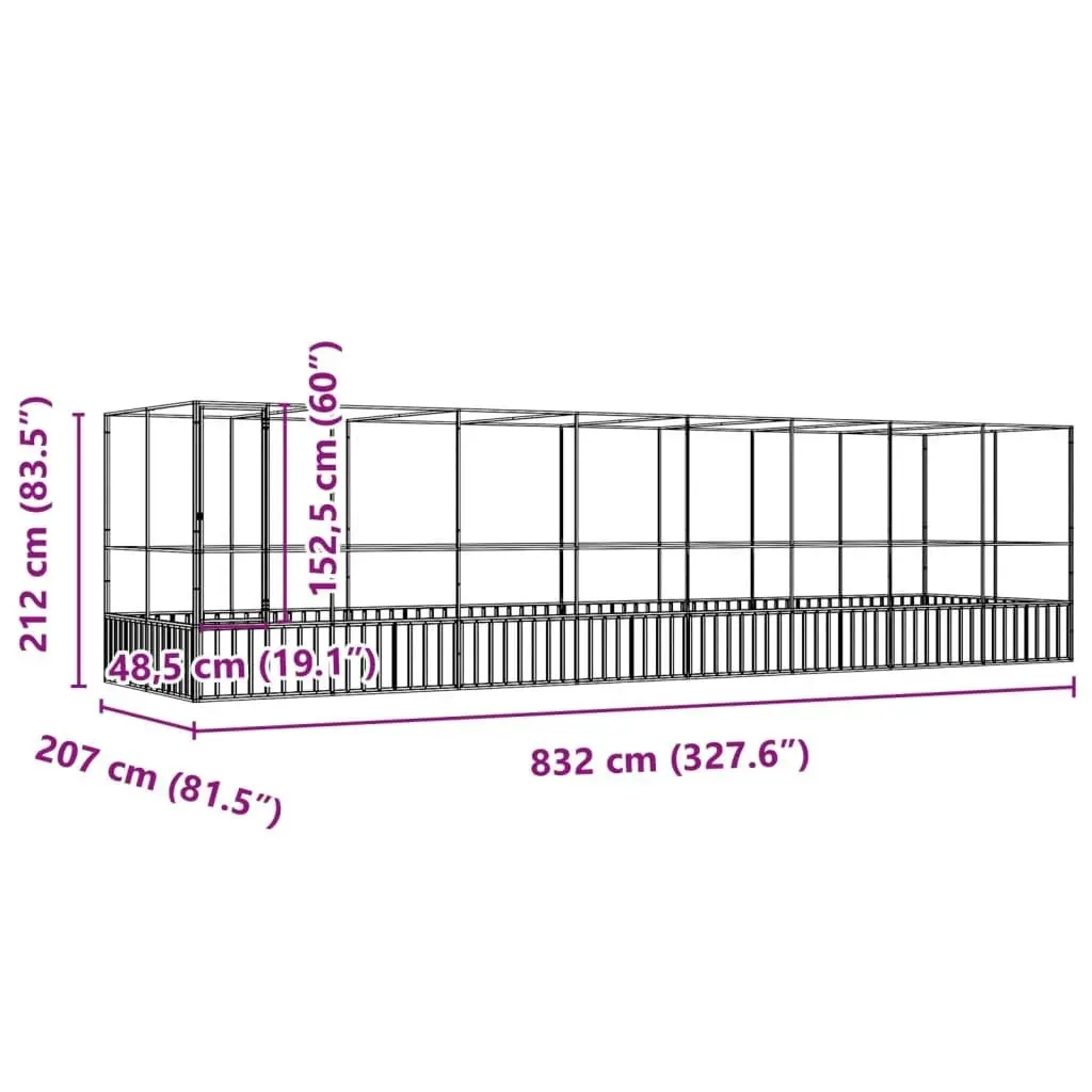 Aviary with Extension Silver 832x207x212 cm Steel 3214274