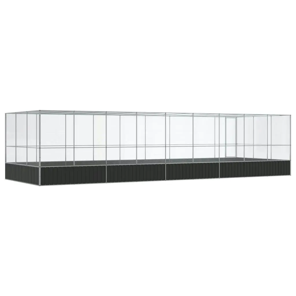 Aviary with Extension Silver 932x307x212 cm Steel 3214279