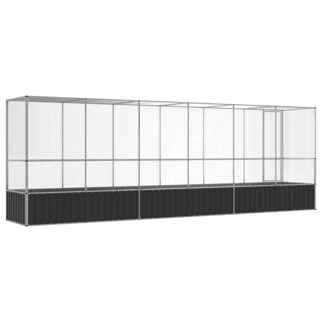 Aviary with Extension Silver 626.5x107x212 cm Steel 3214268