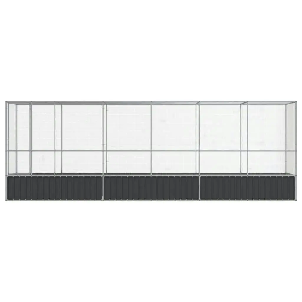 Aviary with Extension Silver 626.5x107x212 cm Steel 3214268