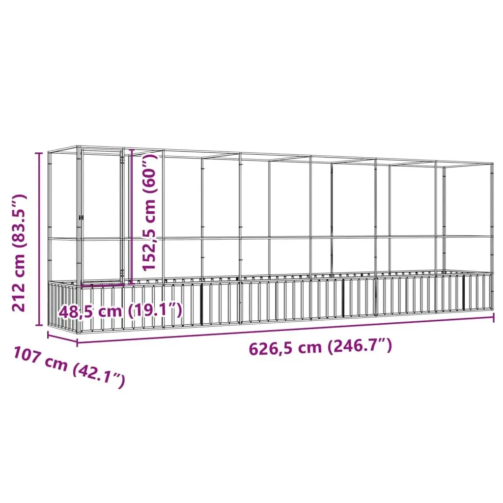 Aviary with Extension Silver 626.5x107x212 cm Steel 3214268