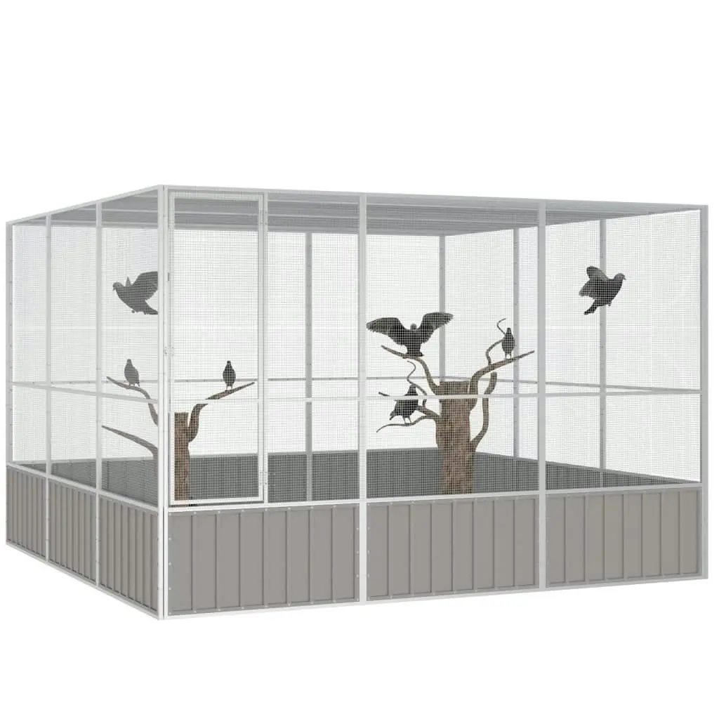 Bird Cage Grey 302.5x324.5x211.5 cm Galvanised Steel 171553