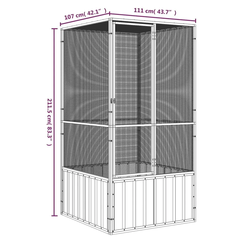 Bird Cage Grey 111x107x211.5 cm Galvanised Steel 171551