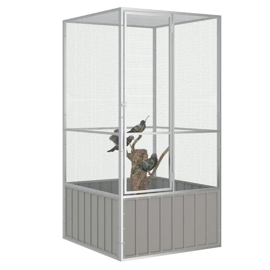 Bird Cage Grey 111x107x211.5 cm Galvanised Steel 171551