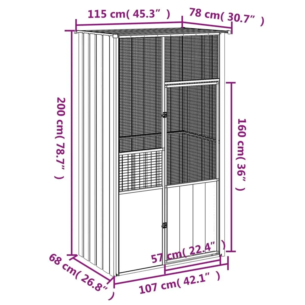 Bird Cage Anthracite 115x78x200 cm Galvanised Steel 172342