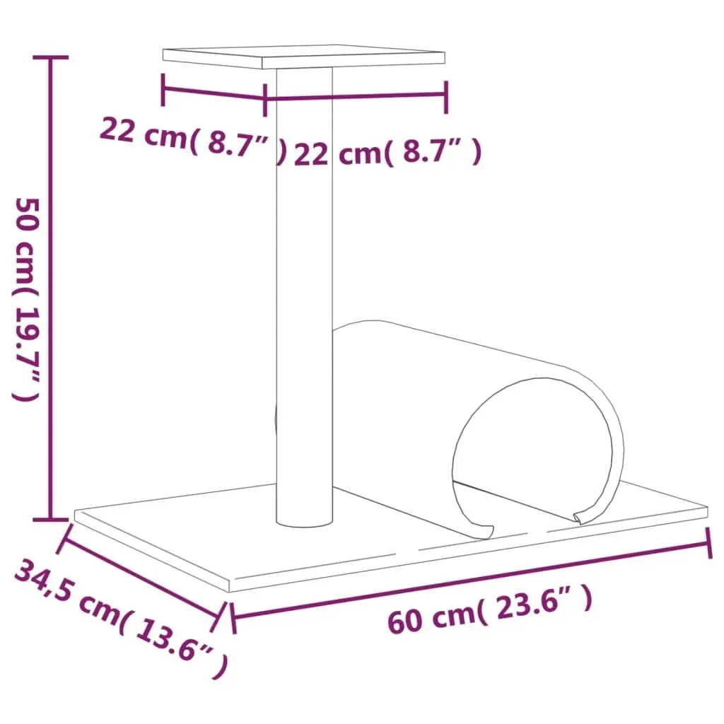 Cat Scratching Post with Tunnel Cream 60x34.5x50 cm 171696