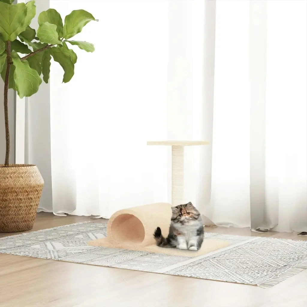 Cat Scratching Post with Tunnel Cream 60x34.5x50 cm 171696