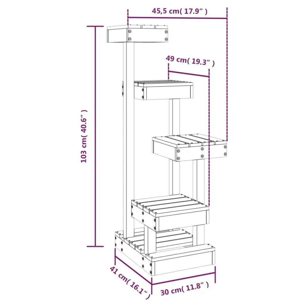 Cat Tree 45.5x49x103 cm Solid Wood Pine 824648