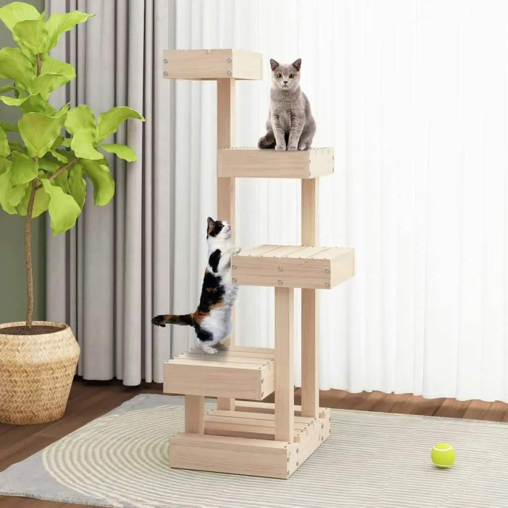 Cat Tree 45.5x49x103 cm Solid Wood Pine 824648