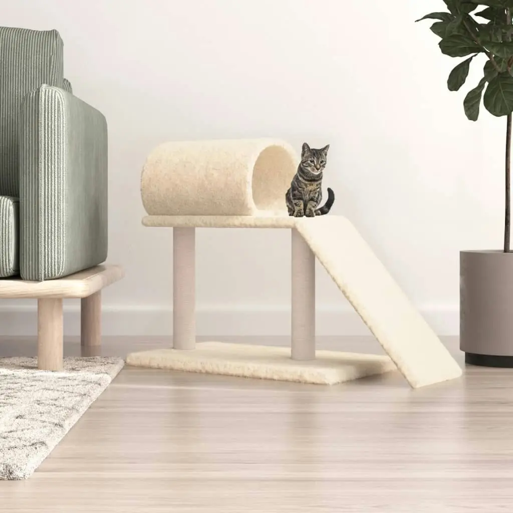 Cat Scratching Posts with Tunnel and Ladder Cream 55.5 cm 171789