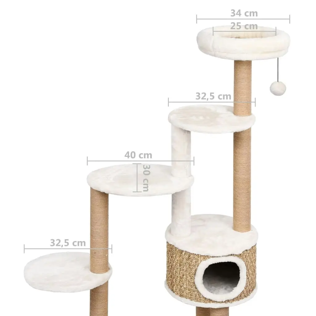 Cat Tree with Luxury Cushion and Scratching Post 148cm Seagrass 170978