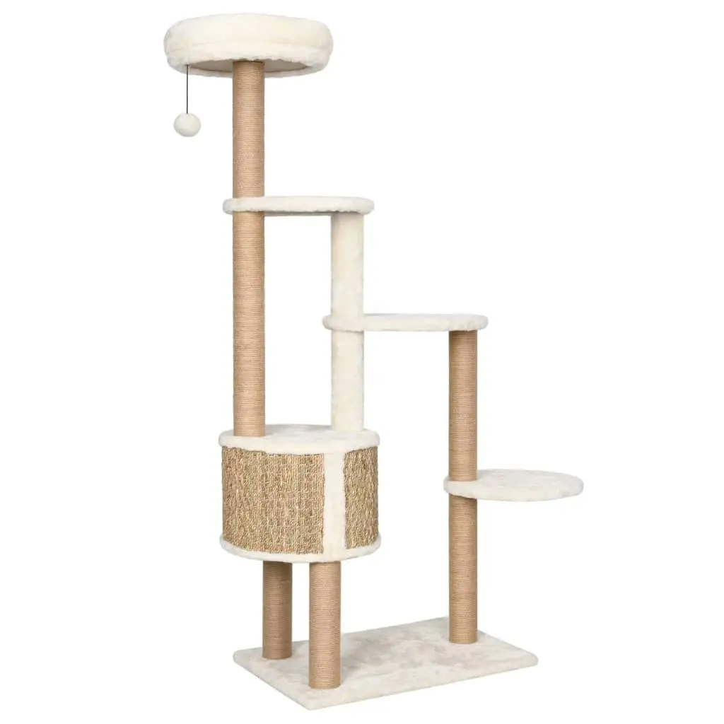 Cat Tree with Luxury Cushion and Scratching Post 148cm Seagrass 170978