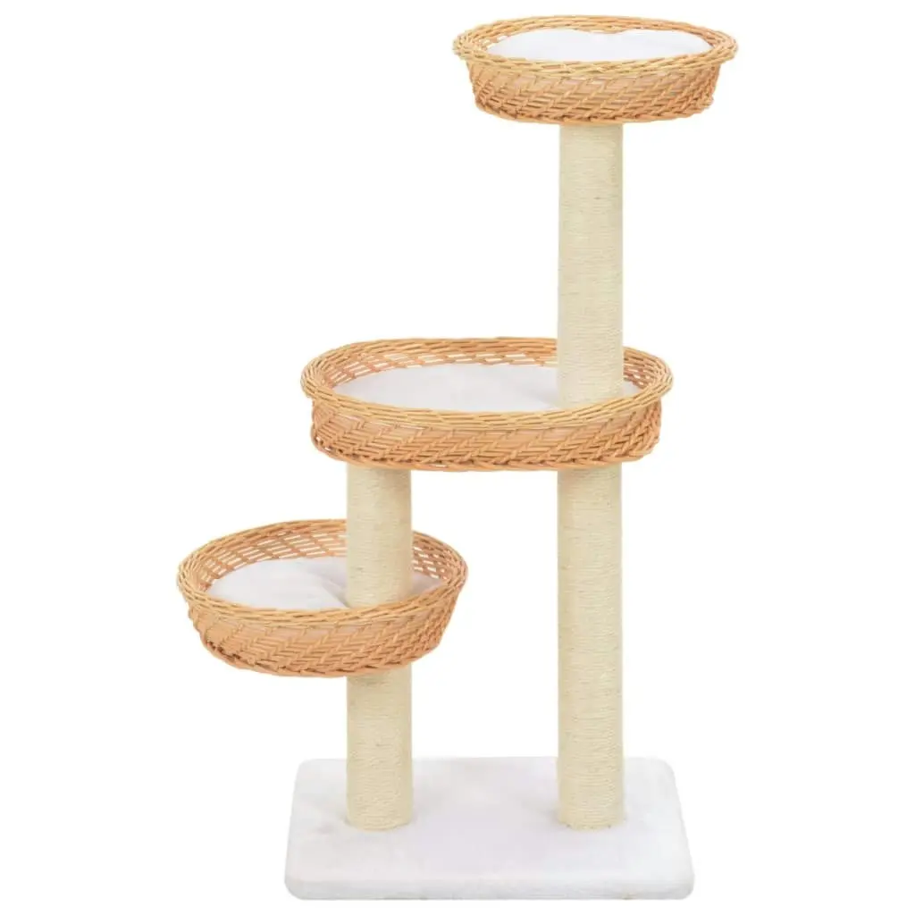 Cat Tree with Sisal Scratching Post Natural Willow Wood 170727