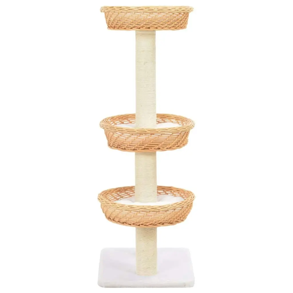 Cat Tree with Sisal Scratching Post Natural Willow Wood 170727