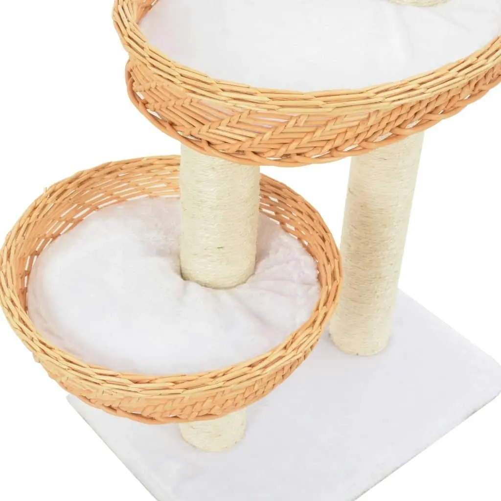 Cat Tree with Sisal Scratching Post Natural Willow Wood 170727