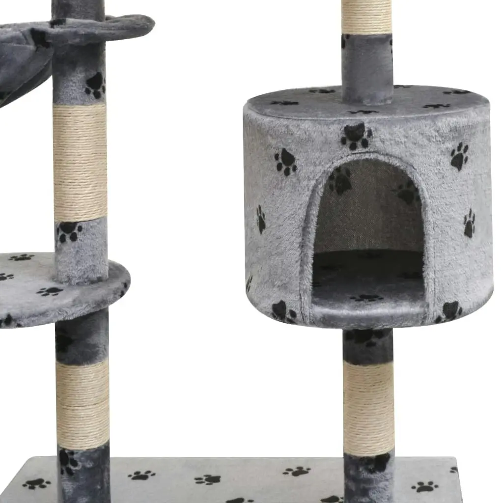 Cat Tree with Sisal Scratching Posts 125 cm Paw Prints Grey 170481