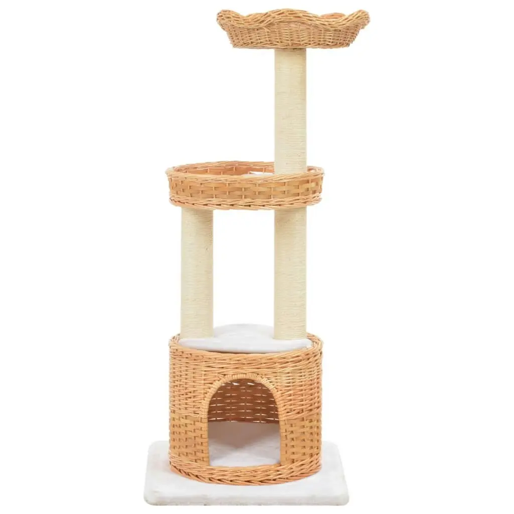 Cat Tree with Sisal Scratching Post Natural Willow Wood 170728