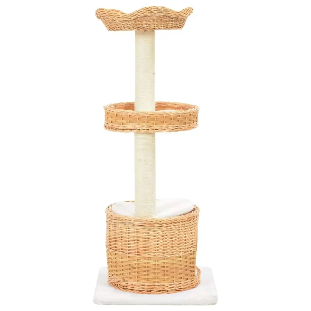 Cat Tree with Sisal Scratching Post Natural Willow Wood 170728