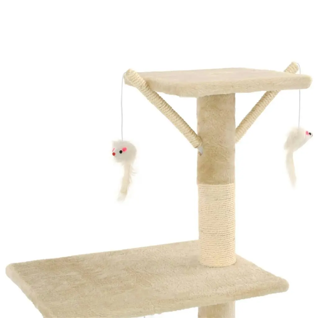 Cat Tree with Sisal Scratching Posts 138 cm Beige 170580