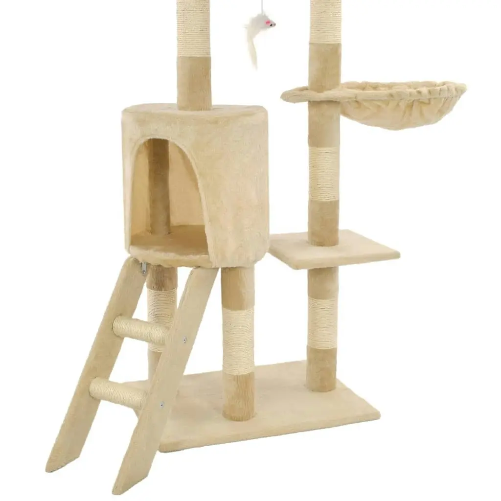 Cat Tree with Sisal Scratching Posts 138 cm Beige 170580